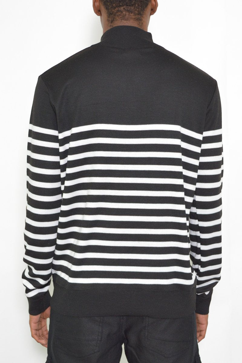 QUARTER ZIP STRIPE POLLUVER