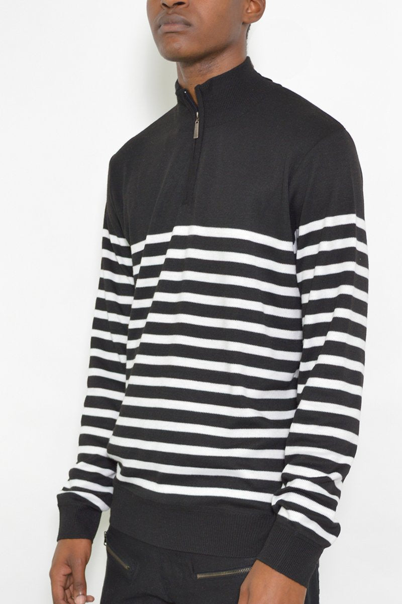 QUARTER ZIP STRIPE POLLUVER