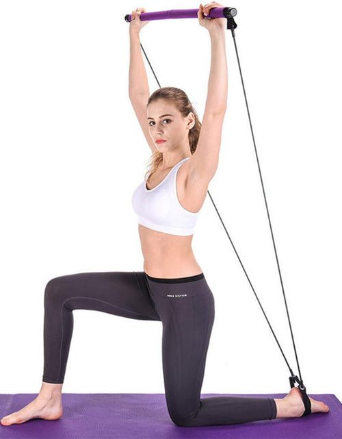 Load image into Gallery viewer, Adjustable Pilates Bar Kit Resistance Band Exercise Stick Toning Gym
