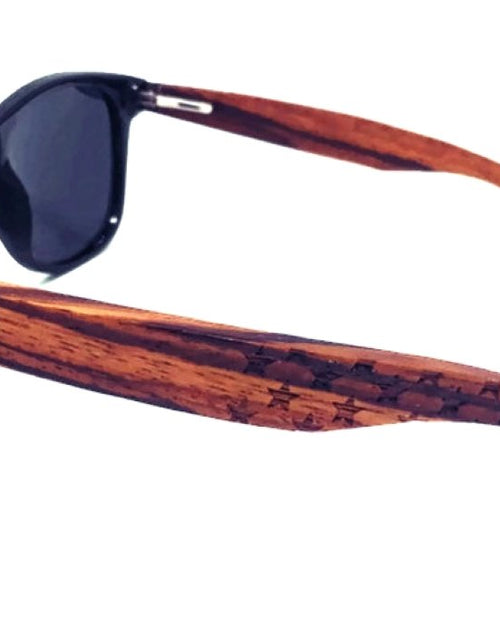 Load image into Gallery viewer, Zebrawood Sunglasses, Stars and Bars With Wooden Case, Polarized,
