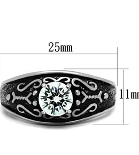 TK373 - High polished (no plating) Stainless Steel Ring with AAA Grade